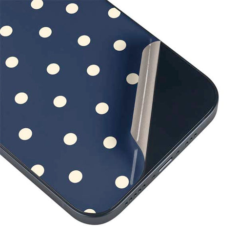 Blue and Cream Polka Dots iPhone 14 Plus Skin